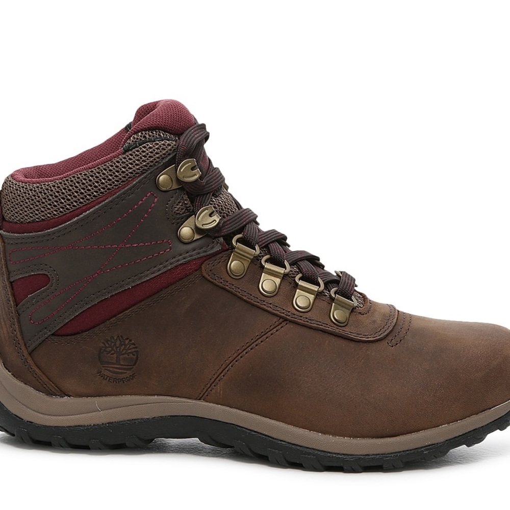 Timberland Brown and Burgundy Lace-Up Hiking Boots